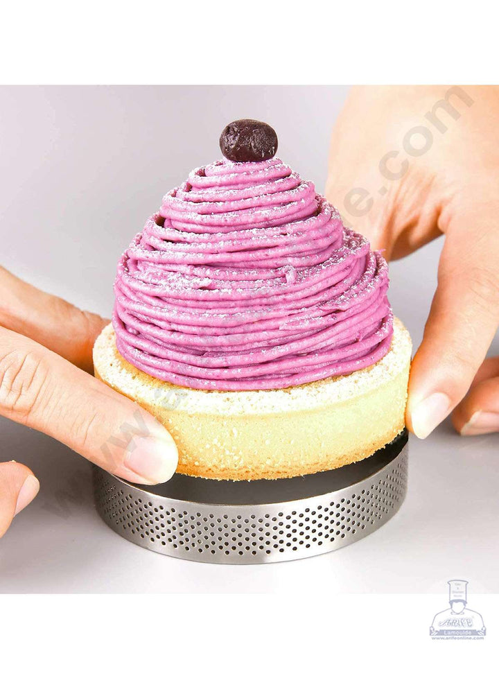 Cake Decor Stainless Steel Perforated Round Tart Cake Ring - 3 Inch