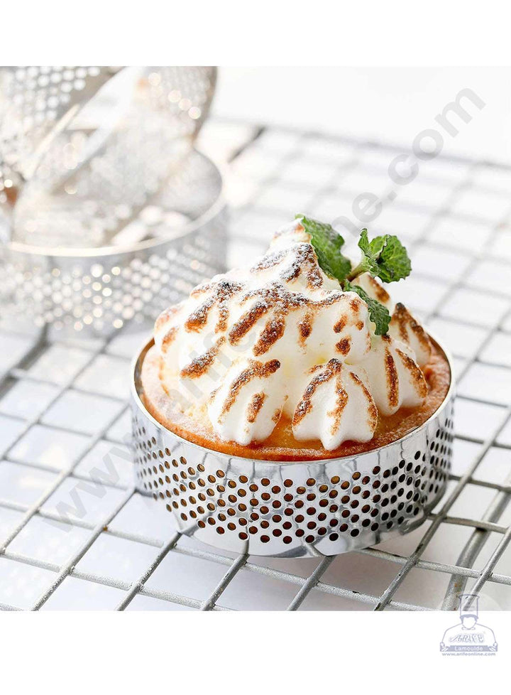 Cake Decor Stainless Steel Perforated Round Tart Cake Ring - 3 Inch