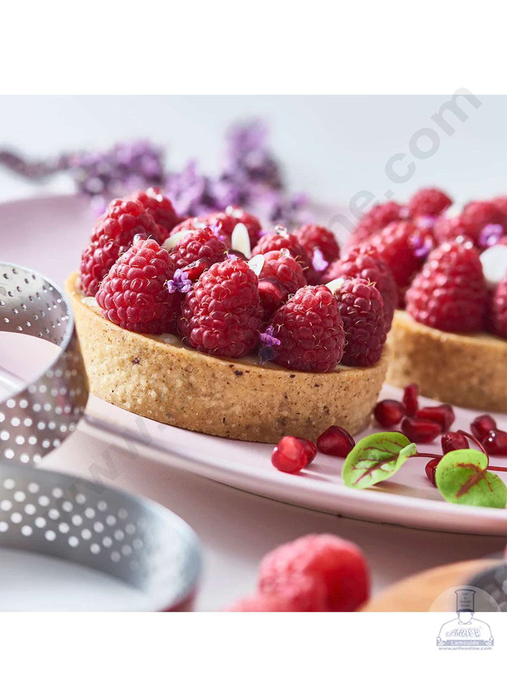 CAKE DECOR™ Stainless Steel Perforated Round Tart Cake Ring - 4 Inch