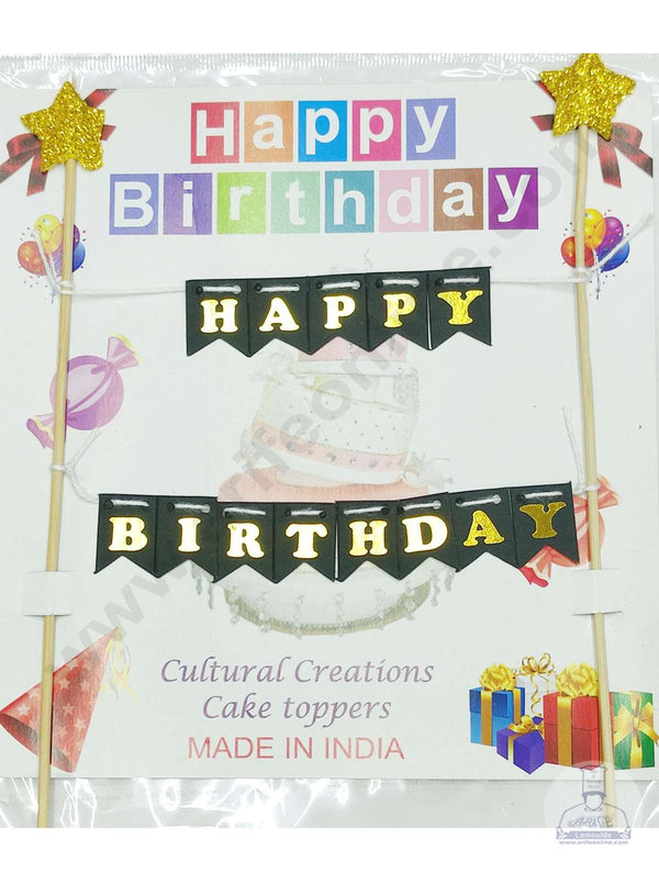 Cake Decor™ Happy Birthday Hanging Paper Topper - Black (SBMT-TP-038)
