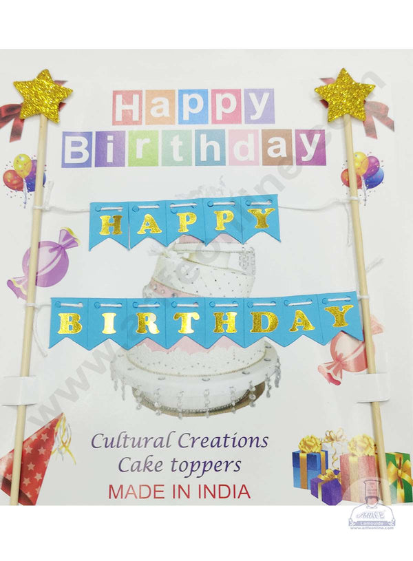 Cake Decor™ Happy Birthday Hanging Paper Topper - Blue (SBMT-TP-035)