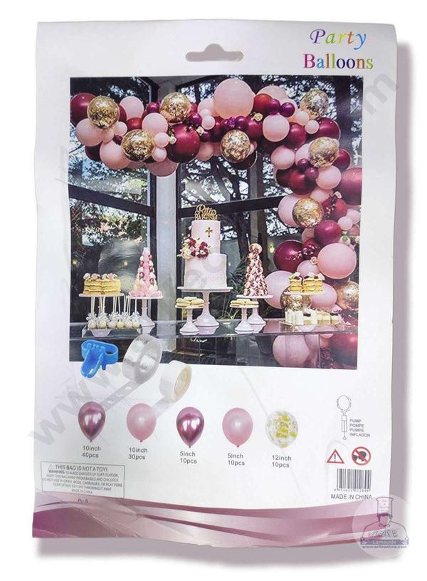 Cake Decor™ Maroon Pink Theme Latex Balloons Package Set For Party Balloon Decoration (Pack of 100 pc )