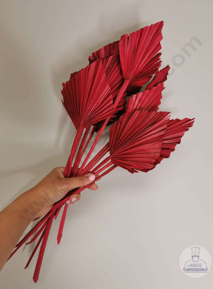 Cake Decor™ Natural Palm Leaf For Cake Decoration - Red ( 1 pc pack )