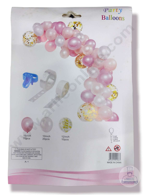 Cake Decor™ Pink White Theme Balloons Package Set For Party Balloon Decoration (Pack of 100 pc )