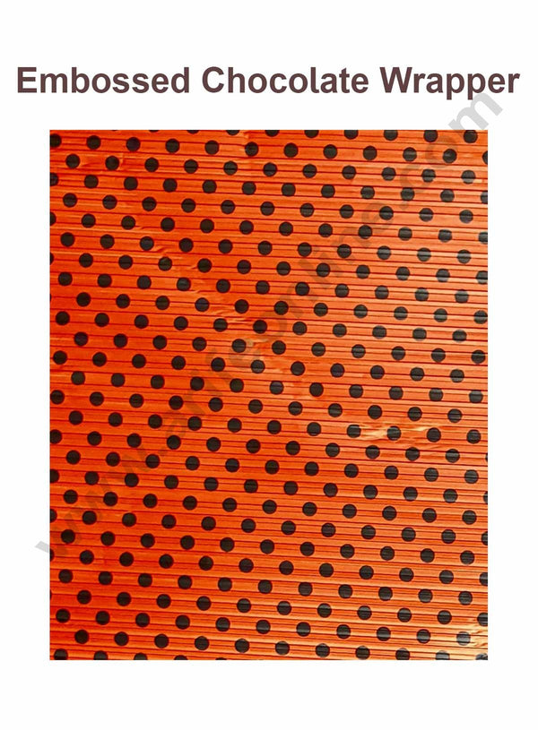 Cake Decor Chocolate Wrappering Foil, Embossed Chocolate Wrapper, 200 Sheets - 10in x 7in - Dotted Orange Black