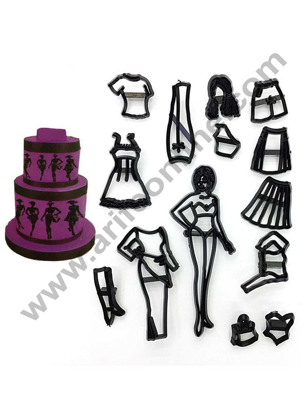 Cake Decor 14Pcs/Set Fashion Girl Silhouette Cookie Cutter Plastic Fondant Biscuit Cutter Sugarcraft Cake Decorating Tools