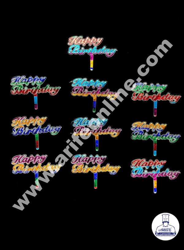 Cake Decor Multi Color Happy Birthday Cake Tag Cake Topper (Pack of 10 Pcs)