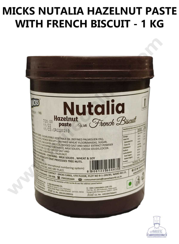 MICKS Nutalia Hazelnut Paste With French Biscuit - (1 kg Pack)