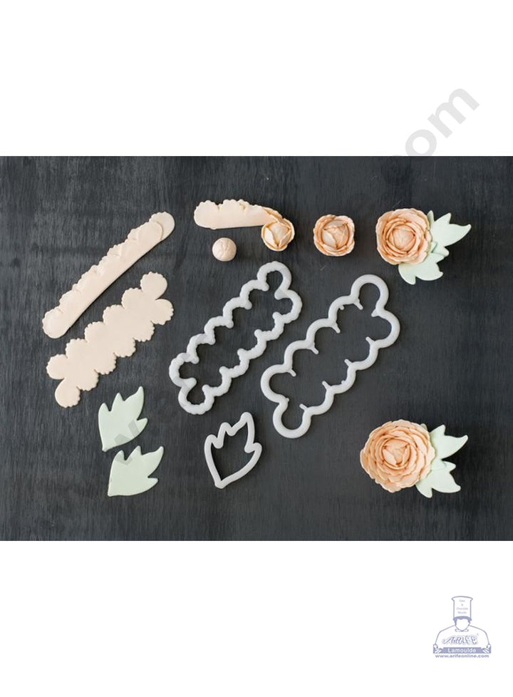 Cake Decor Plastic Cutters Combo , 3 Pieces Easiest Carnation Cutter , 3 Easiest Rose Cutter , 3 Pieces Peony Ever for Cake Decorating Plastic Tools