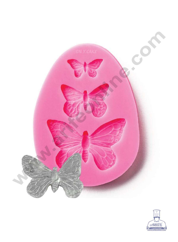 Cake Decor Silicone 3 Cavity Butterfly Shape Pink Fondant Marzipan Mould