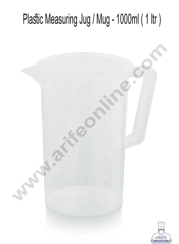 Cake Decor Plastic Measuring Jug / Mug 1000ml (1 ltr) Beaker with Handle