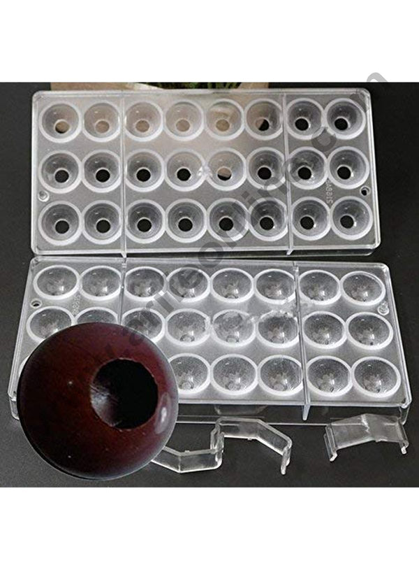 Cake Decor 24 Cavity Round Shape Polycarbonate Chocolate Mould with Clips