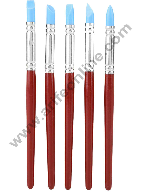 Cake Decor 5Pcs Rubber Tip Paints Silicon Brushes Sculpture Pottery Clay Shaping Carving Tool