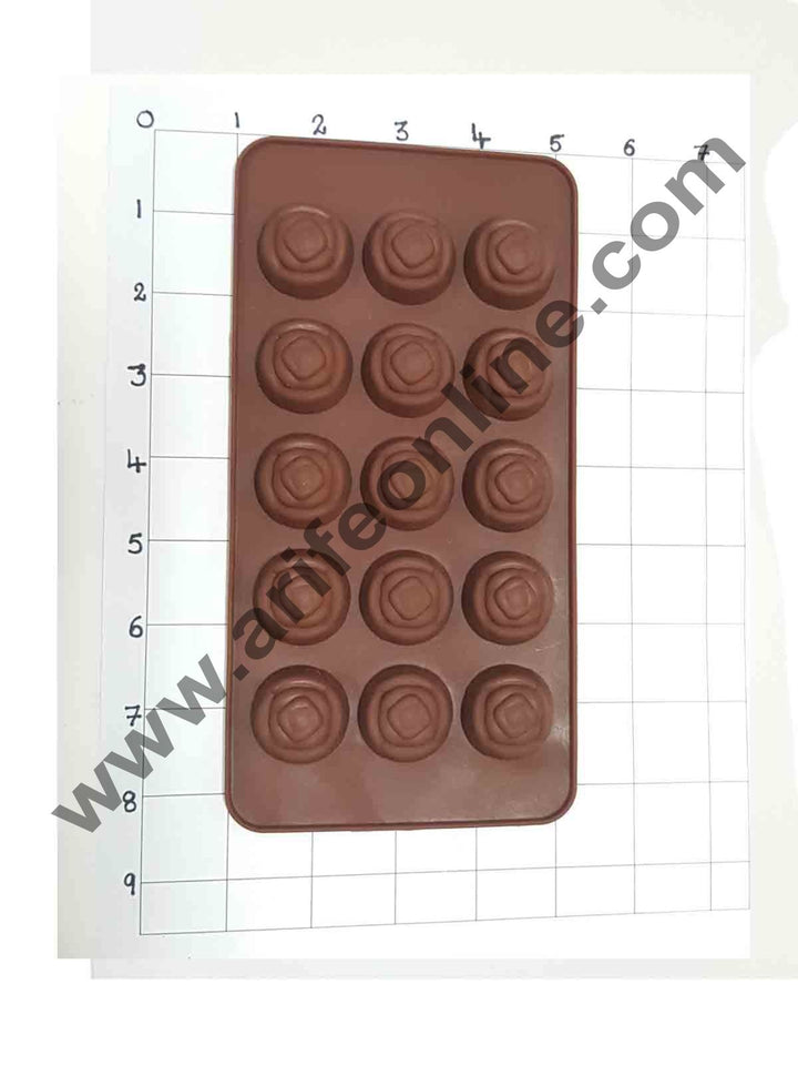 Cake Decor Silicon 15 Cavity New Rose Design Brown Chocolate Mould, Ice Mould, Chocolate Decorating Mould