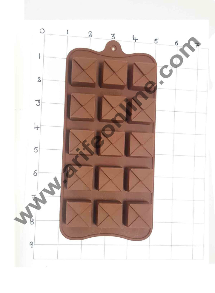 Cake Decor Silicon 15 Cavity Envelope Design Brown Chocolate Mould, Ice Mould, Chocolate Decorating Mould