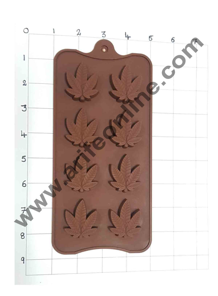 Cake Decor Silicon 8 Cavity Leaves Design Brown Chocolate Mould, Ice Mould, Chocolate Decorating Mould