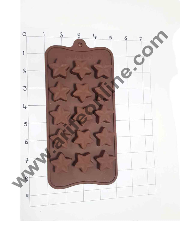 Cake Decor Silicon 15 Cavity Star Design Brown Chocolate Mould, Ice Mould, Chocolate Decorating Mould