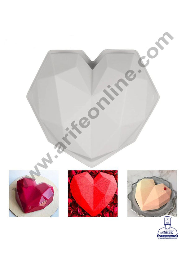 Cake Decor Silicon 3D Diamond Heart Cake Mould Entremet Mold Mousse Pinata Silicon Moulds -Multicolor