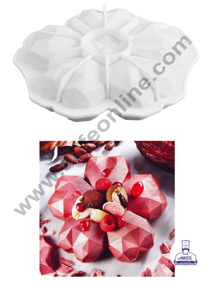 Cake Decor 5 Cavity Silicon 3D Diamond Heart Entremet Cake Mould Mousse Mold