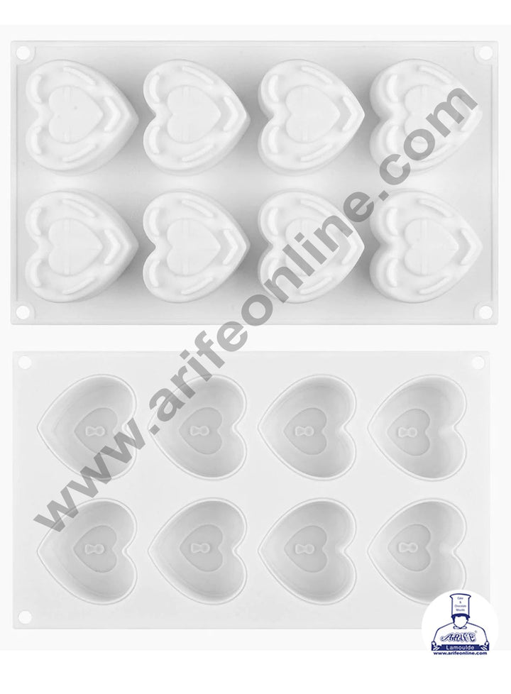Cake Decor 3D 8 Cavity Double Heart with Key Hole Muffin Molds Entremet Cake Mould Mousse Mold