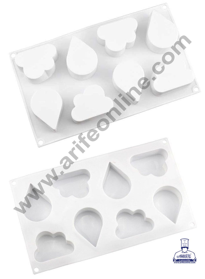 Cake Decor Silicon 8 Cavity Water Drops and Cloud Shape, Entremet Cake Mould Mousse Mold
