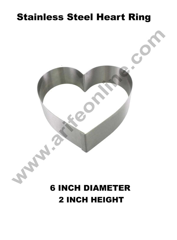 Cake Decor Heart Cake Ring Stainless Steel Cutter Heavy Ring (6 inch Diameter X 2 inch Height )