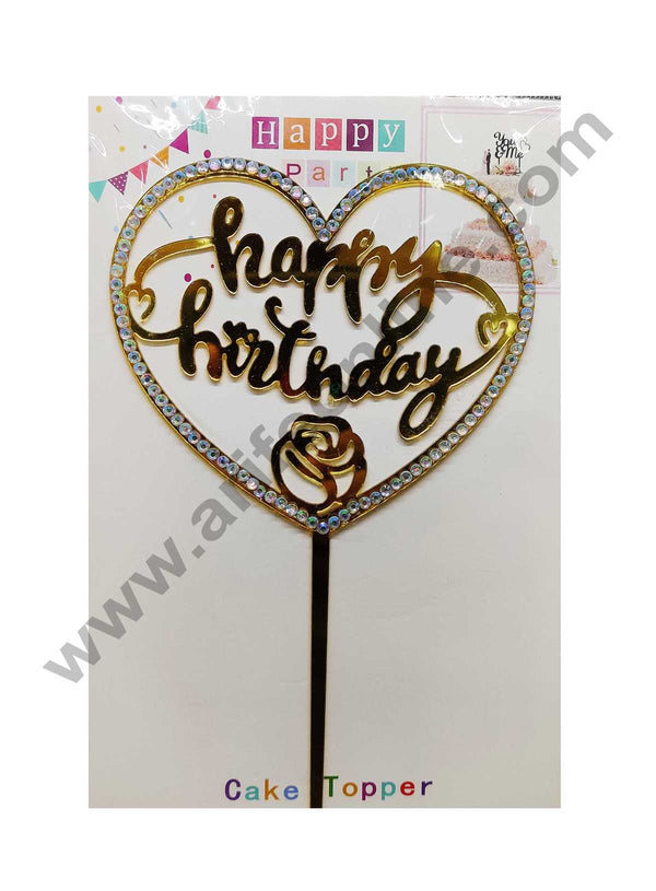 Cake Decor 6 inch Height Diamond Acrylic Cake Topper - Golden Heart