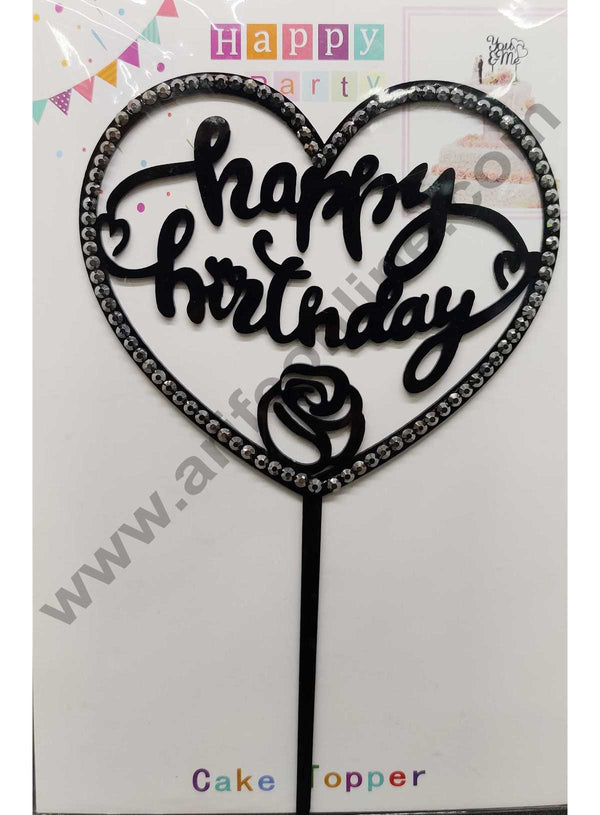 Cake Decor 6 inch Height Diamond Acrylic Cake Topper - Black Heart