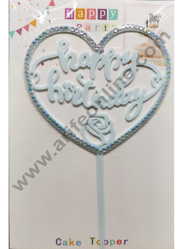 Cake Decor 6 inch Height Diamond Acrylic Cake Topper - Blue Heart