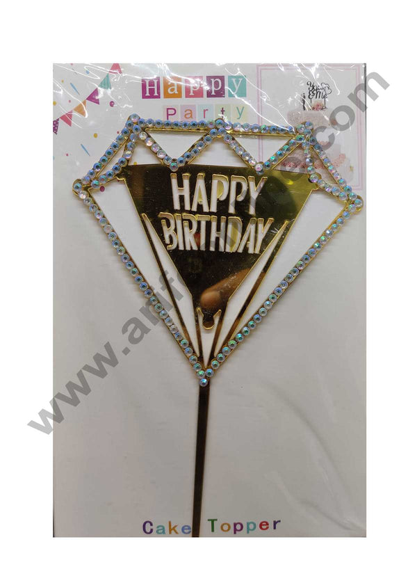Cake Decor 6 inch Height Diamond Acrylic Cake Topper - Golden Diamond