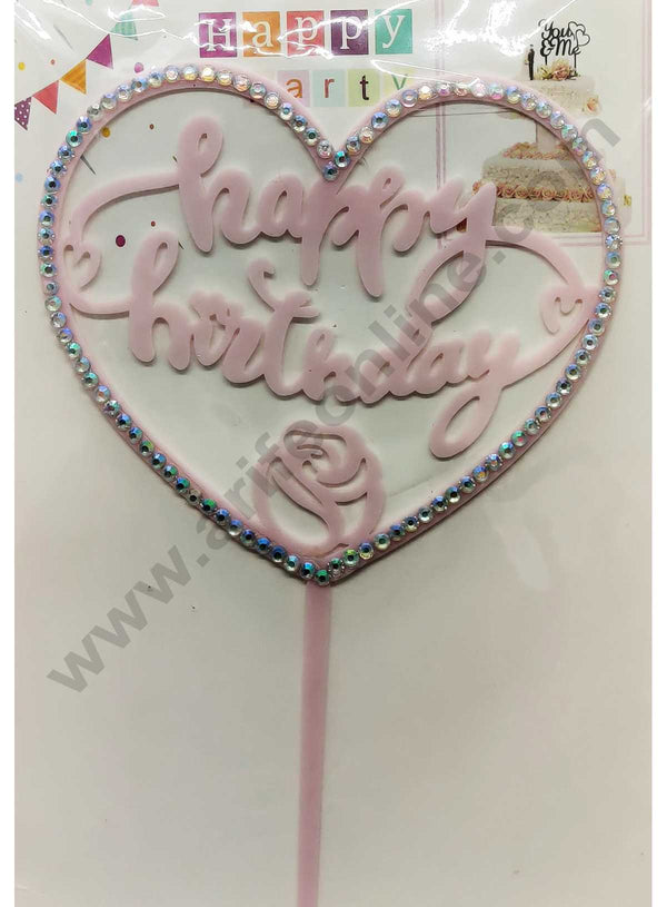 Cake Decor 6 inch Height Diamond Acrylic Cake Topper - Pink Heart