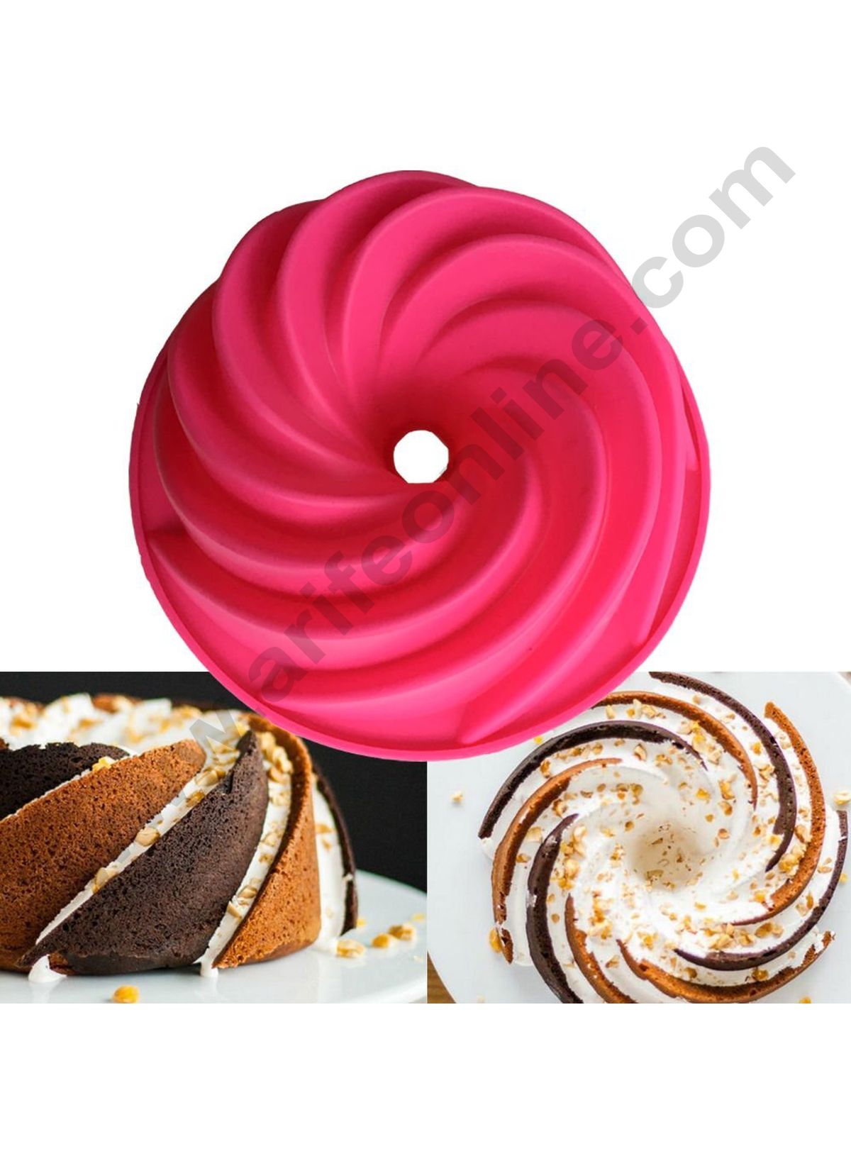 CAKE DECOR™ Silicone Round Swirl Bundt Cake Mould Kg Cake Decor  Bakeware for Perfect Baking Decoration