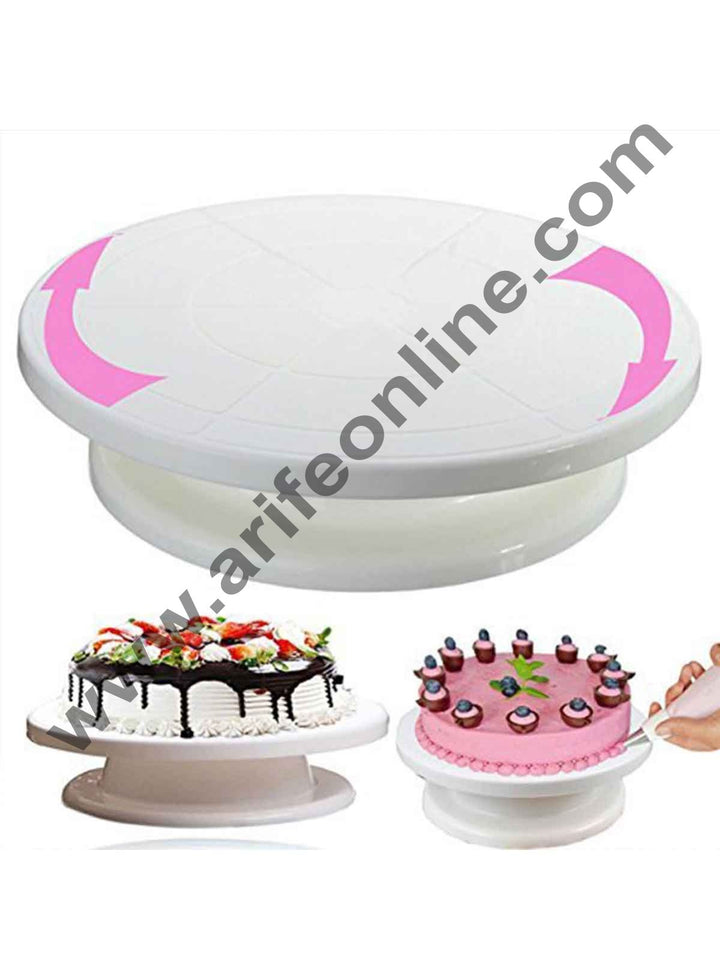 Cake Decor Round Rotating Revolving Cake Turntable Decorating Stand Platform, 29 CM White