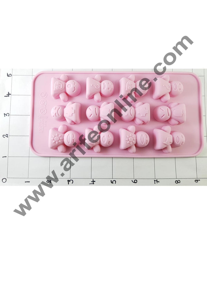 Cake Decor Silicon 15 Cavity Doll Design Brown Chocolate Mould, Ice Mould, Chocolate Decorating Mould