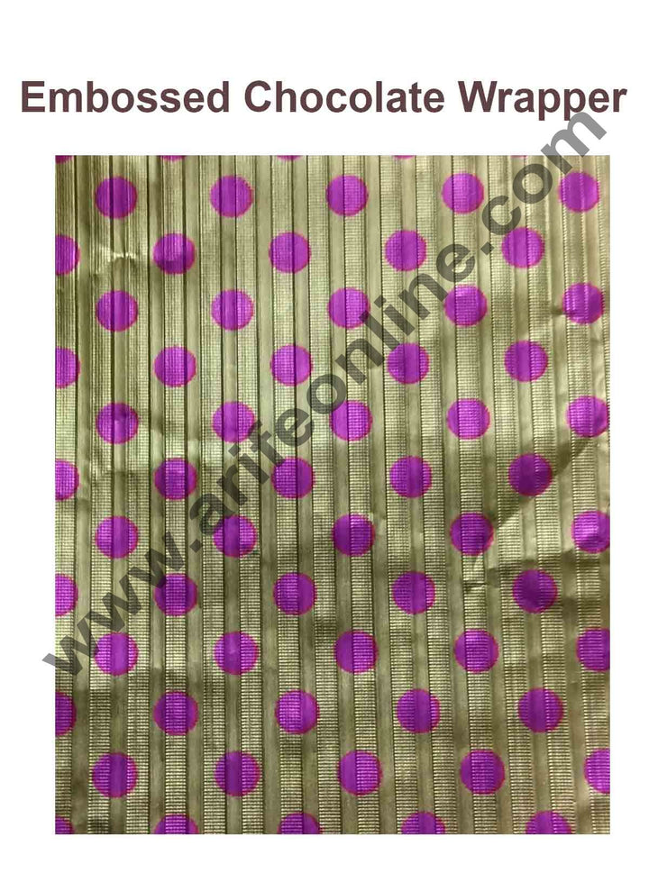 Cake Decor Chocolate Wrappering Foil, Embossed Chocolate Wrapper, 200 Sheets - 10in x 7in - Dotted Light Gold Pink