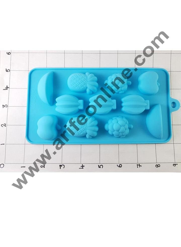 Cake Decor Silicon 11 Cavity Fruits Shape Design Brown Chocolate Mould, Ice Mould, Chocolate Decorating Mould