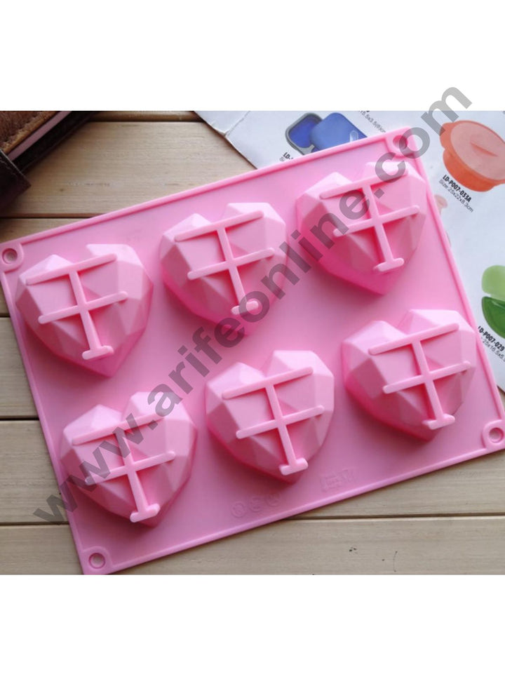 Cake Decor 6 Cavity Diamond Pinata Heart Silicone Molds for Cakes Mousse Dessert Pastry Soap and Pinata Muffin Baking Moulds