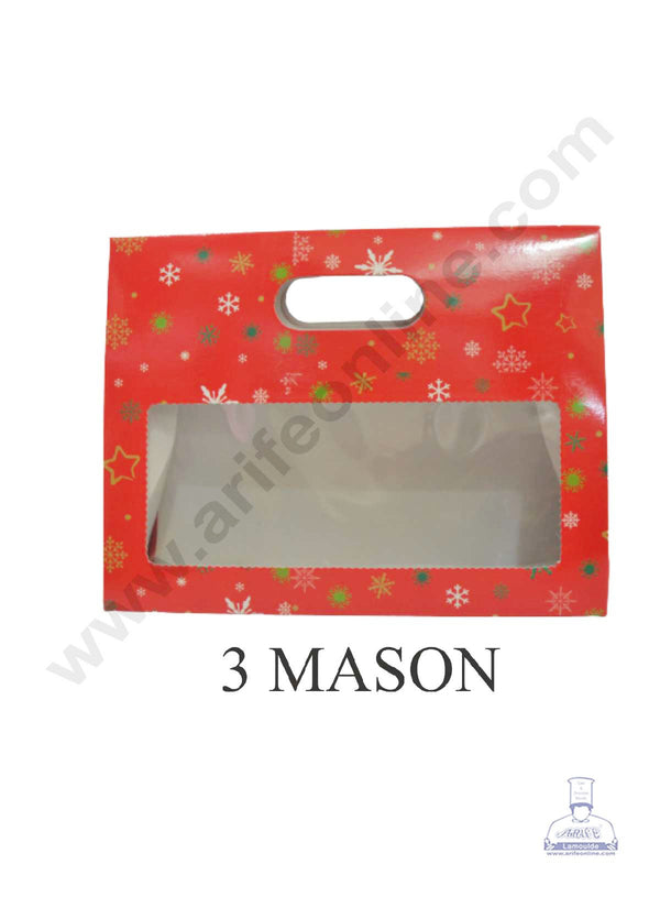 Cake Decor 3 Mason Jar Paper Carry Bags Christmas Theme - Large (10 Pcs)