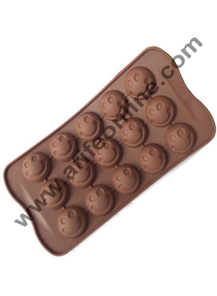 Cake Decor 15-Cavity Silence Smiley Shape Silicone Brown chocolate Moulds