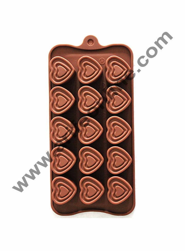 Cake Decor 15-Cavity Heart in heart Shape Silicone Brown chocolate Moulds,Ice Moulds