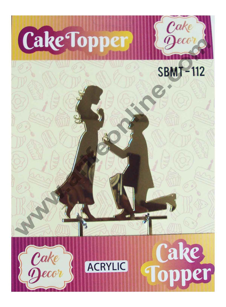 Cake Decor Mirror Finshing Acrylic Couples Cake Topper Proposing Couple
