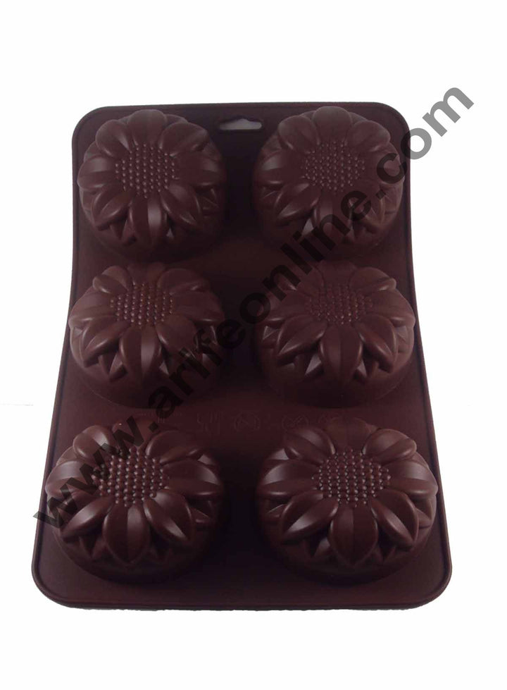 Cake Decor 6 in 1 Silicon Bakeware Sunflower Shape Cupcake Moulds Muffin Mould