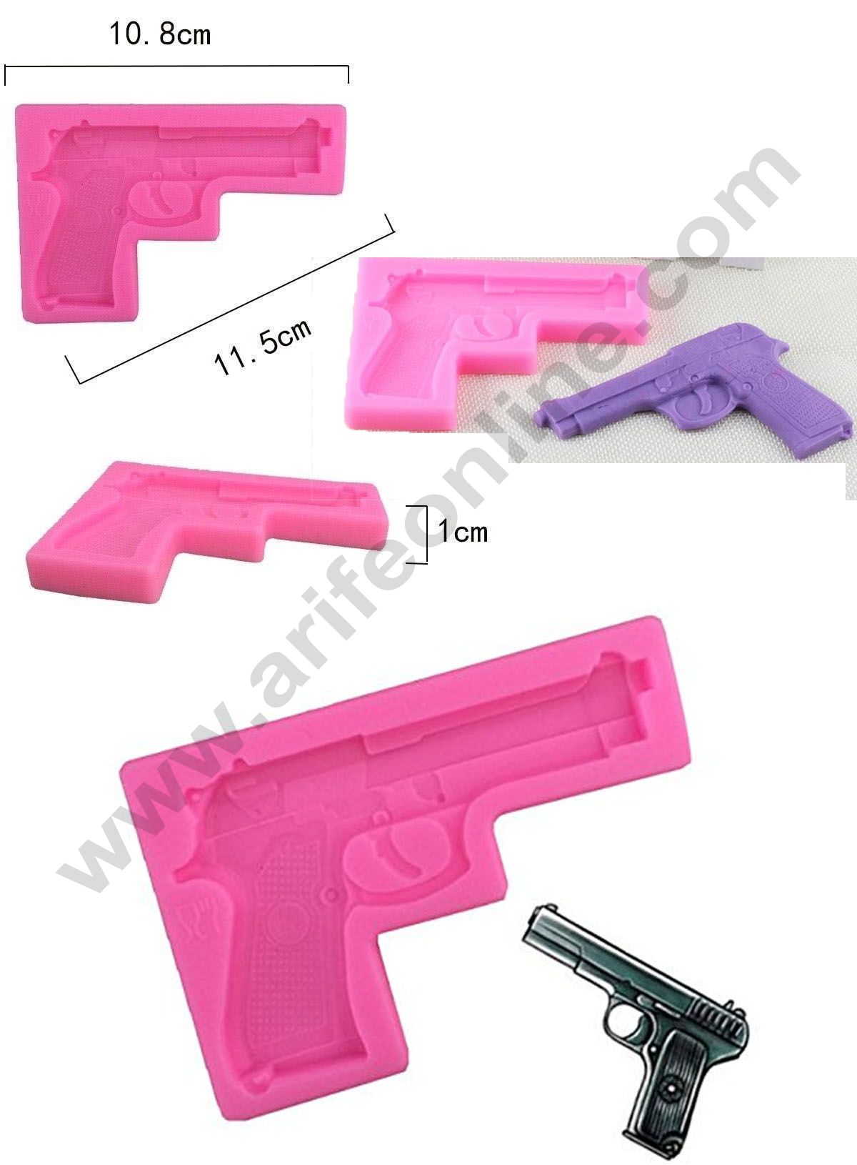 Cake Decor 3D Gun Fondant Silicone Mold Pistol Cake Decorating