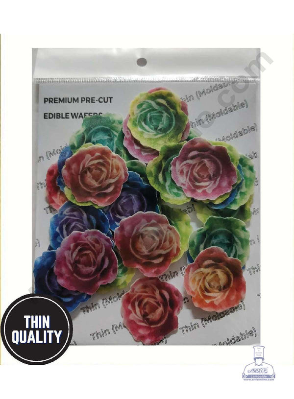CAKE DECOR™ Edible Pre Cut Wafer Paper - Small Rose Flower Cake Topper - (Set of 28 pcs) WPC-048