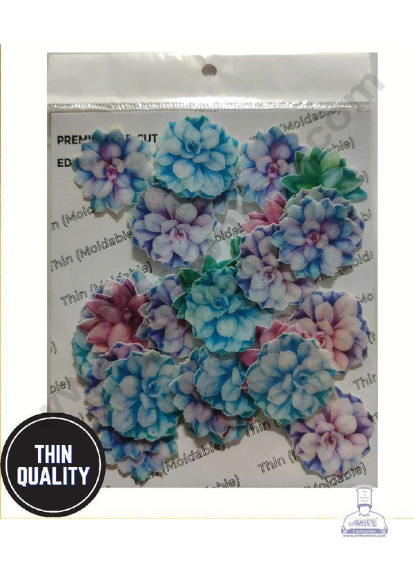 CAKE DECOR™ Edible Pre Cut Wafer Paper - Small Succulent Flower Cake Topper - (Set of 28 pcs) WPC-050