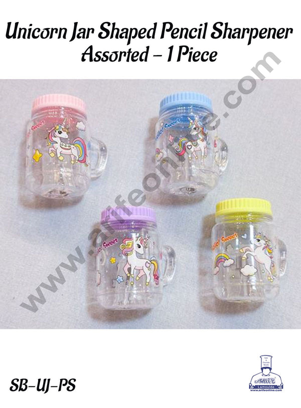 CAKE DECOR™ 1 Pc Unicorn Jar Shaped Pencil Sharpener  - Assorted | Return Gifts - 1 Piece