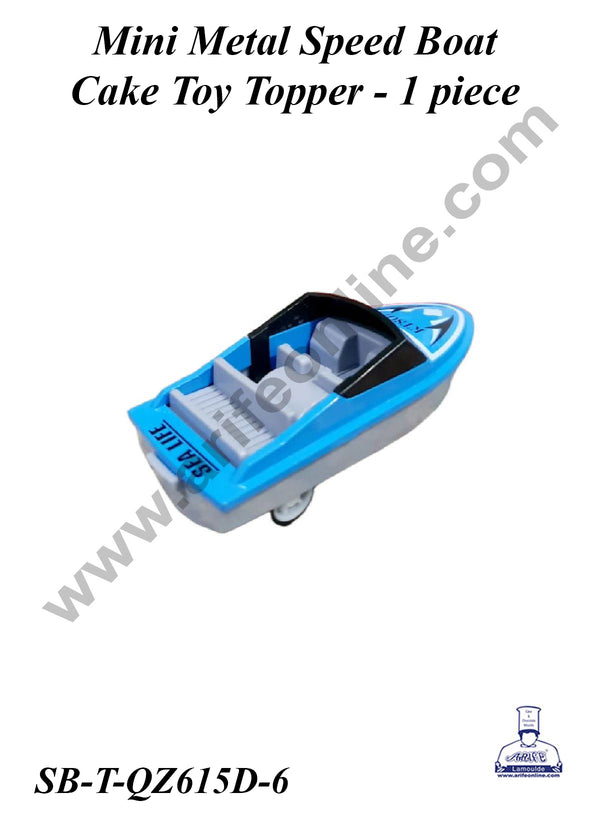 CAKE DECOR™ Mini Metal Speed Boat Cake Toy Topper | Decorations Figurines - 1 piece (SB-T-QZ615D-6)