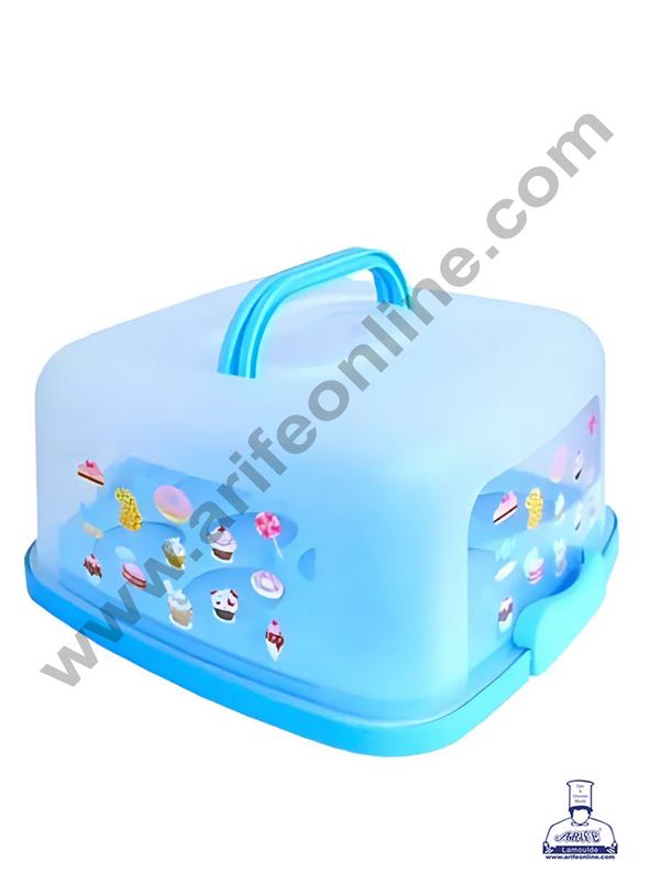 CAKE DECOR™ 2 in 1 Square Cupcake Carrier and Cake Keeper with Lid | Cupcake Box to Fit 12 Cupcake - Blue