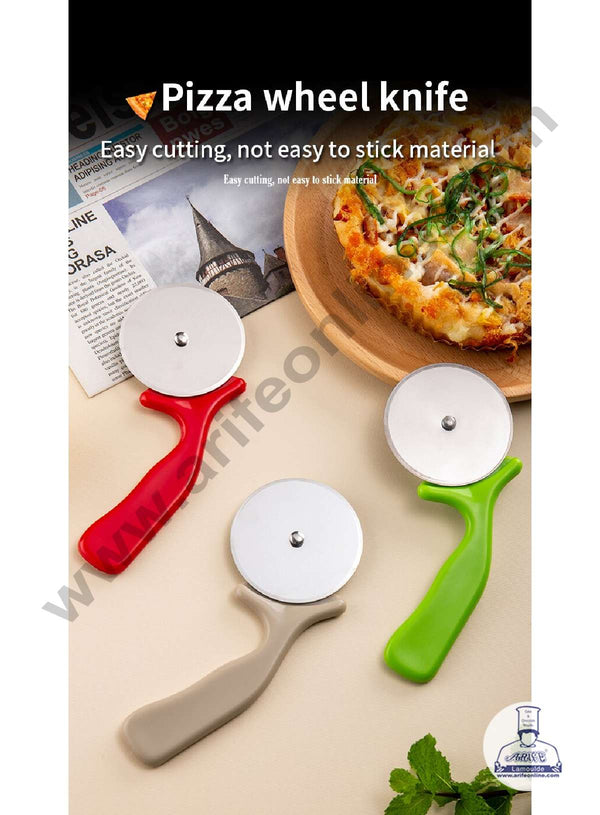 CAKE DECOR™ 1pc Pizza Cutter Stainless Steel Blade with Plastic Handle - 6.5 cm