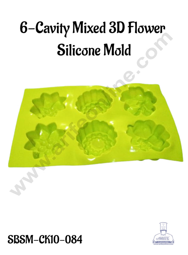 CAKE DECOR™ 6-Cavity Mixed 3D Flower Silicone Mold│SBSM-CK10-084│